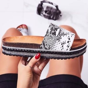Calli Studded Espadrille Sandal In snake print